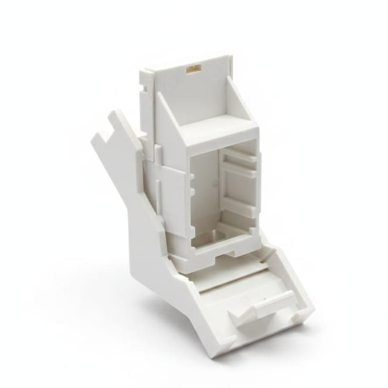 Angled shutter module for RJ45 keystone jacks