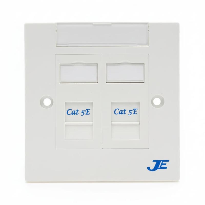 Cat5E Dual-port fixed keystone faceplate JE