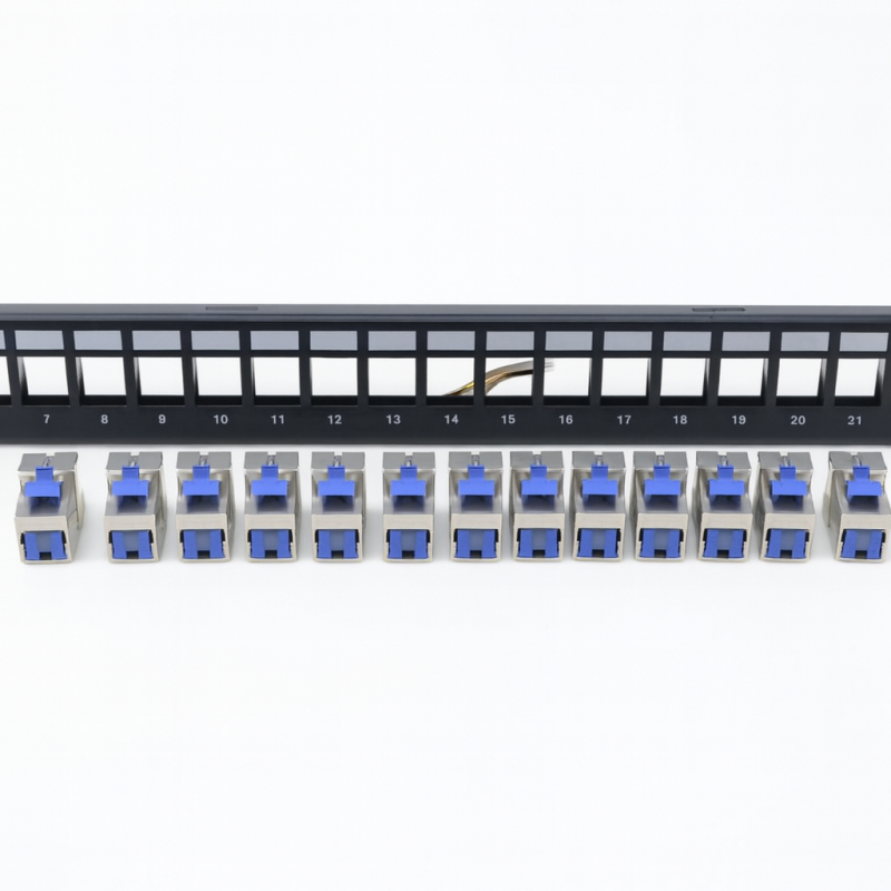 KUWES 24-Port CAT7 Patch Panel with SFTP Keystone Jacks