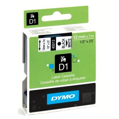 Dymo Tape 12Mmx7M White D1 Standard Labelling Tape Black On White