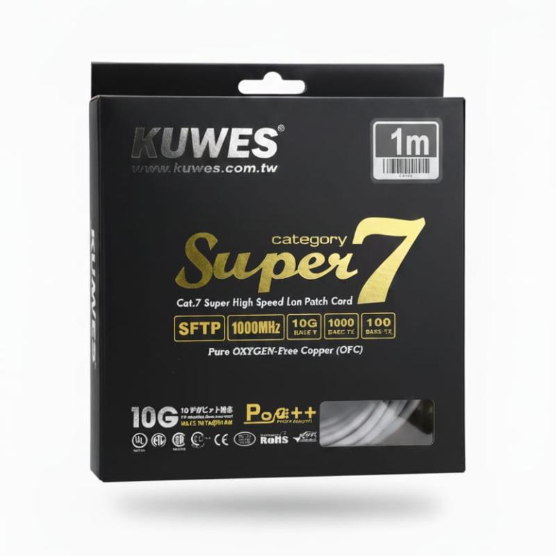 KUWES Super 7 S/FTP LAN Patch Cord 1 MTR Grey