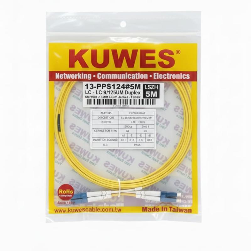 KUWES 5 MTR LC–LC 9/125μm Duplex SM Fiber Patch Cord LSZH