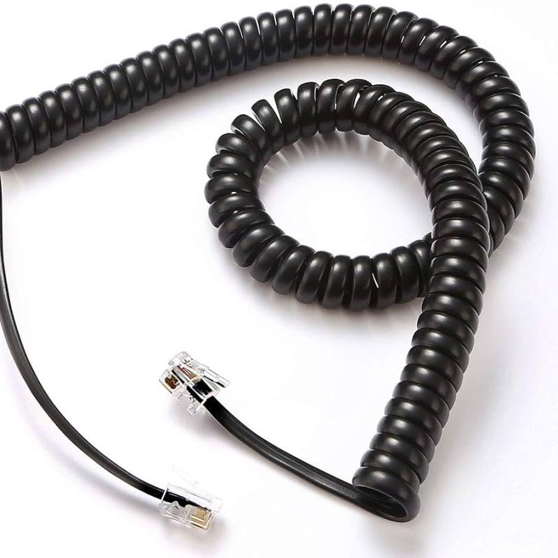 AMT RJ11 6P4C coiled telephone cord, coil length 1.4FT, stretchable up to 3.5M