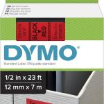 Dymo Tape 12mm x 7m Black on Red