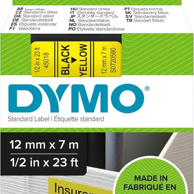 Dymo Tape 12mm x 7m Black on Yellow