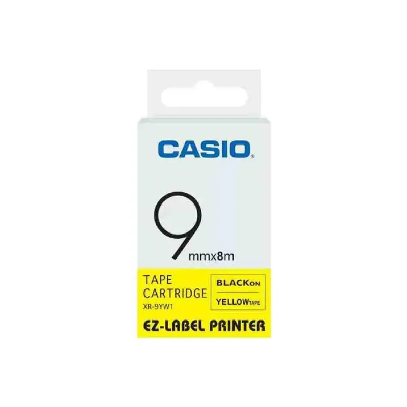 Casio 9 mm Black on yellow Label Tape