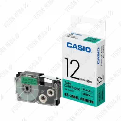 Casio 12mm Black on Green Label Tape