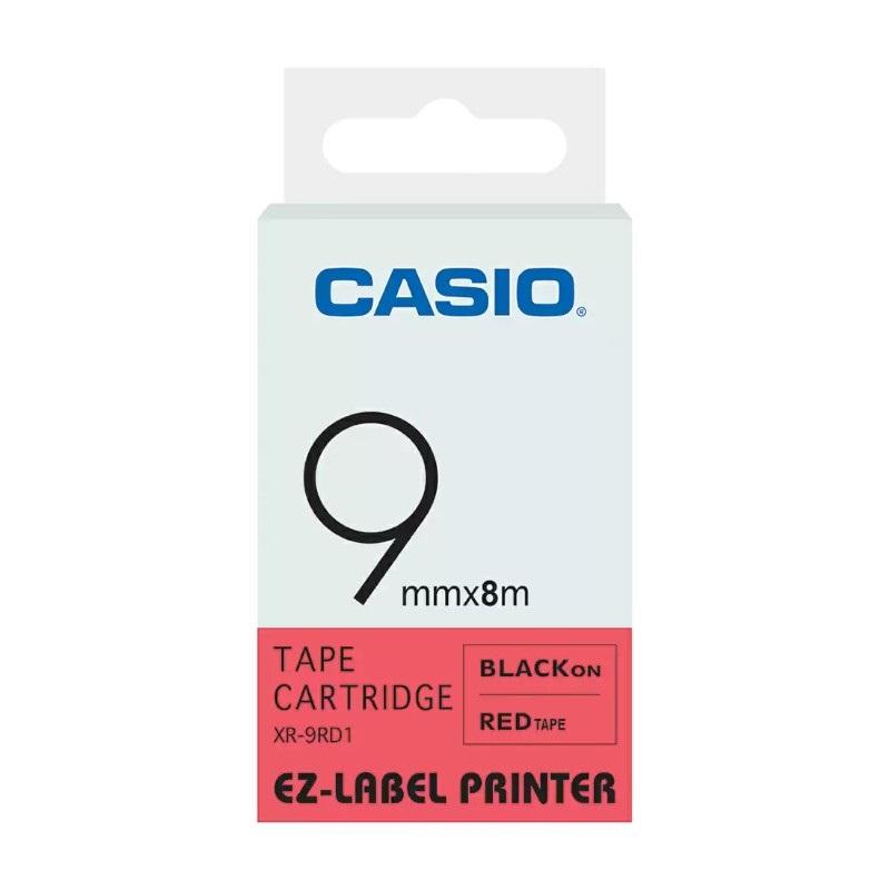 Casio 9 mm Black on Red Label Tape