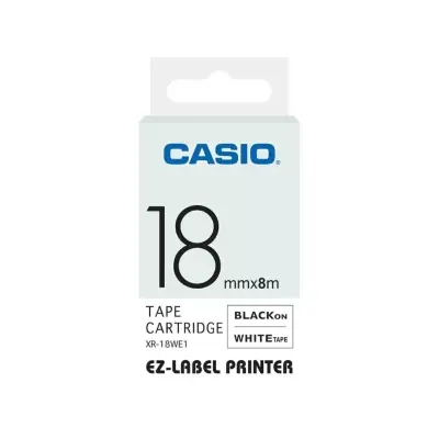 Casio 18mm Black on White Label Tape