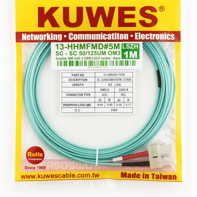 KUWES 1 MTR SC–SC 50/125μm Duplex MM Fiber Patch Cord LSZH