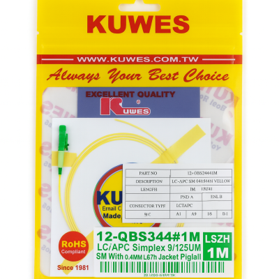 KUWES LC/APC Simplex 9/125µm Singlemode Pigtail (1 Meter)