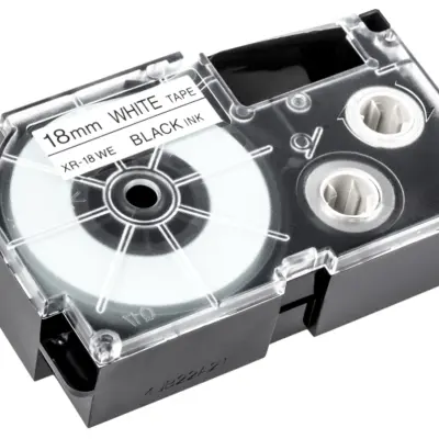 Casio 18mm Black on White Label Tape