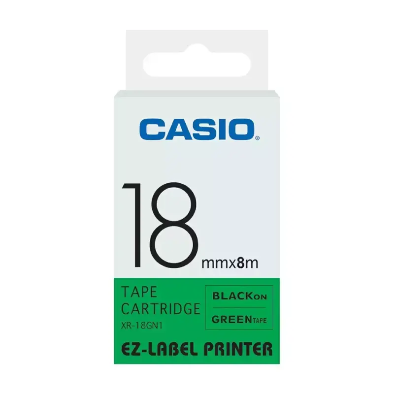 Casio 18mm Black on Green Label Tape
