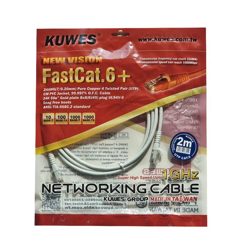 2.0 MTR FAST CAT6+ PATCH CORD GREY KUWES