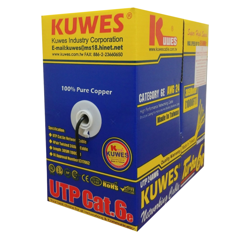 Kuwes CAT6 TURBO6E OUTDOOR Pure Copper Cable 24AWG 305m