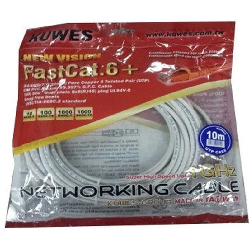 10.0 MTR FAST CAT6+ PATCH CORD GREY KUWES