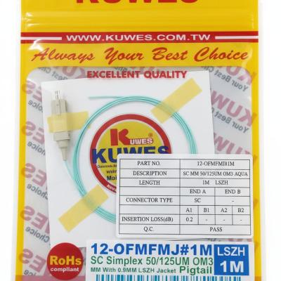 Kuwes SC Simplex 50/125µm OM3 Pigtail, 1 Meter, LSZH (Aqua)