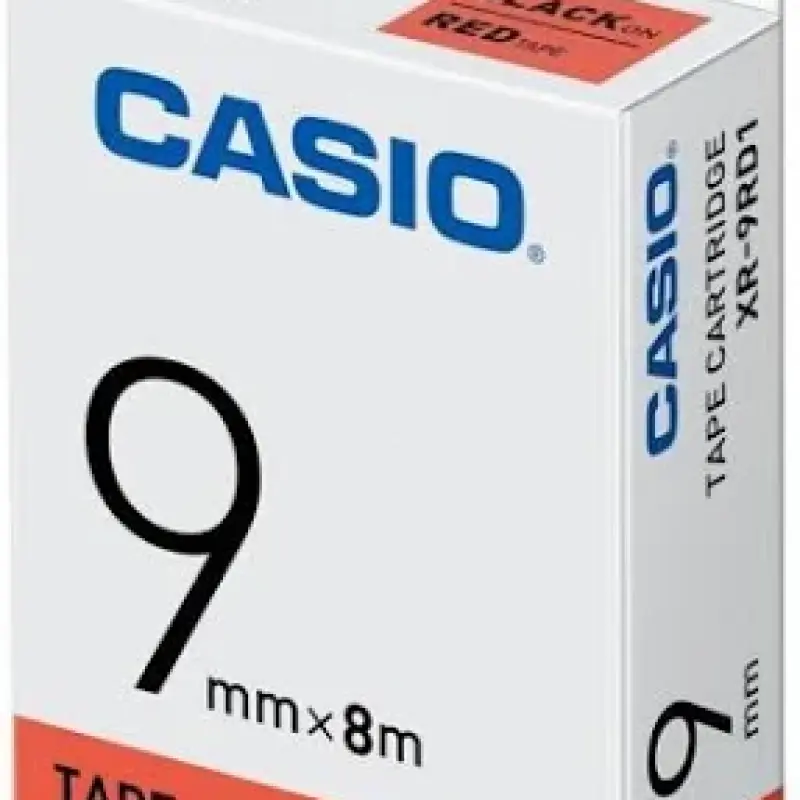 Casio 9 mm Black on Red Label Tape