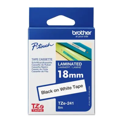 BROTHER 18MM BLACK ON WHITE TAPE TZE-241
