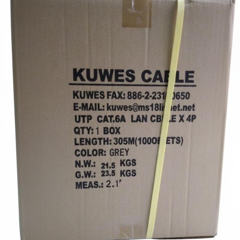 KUWES CAT6A U/UTP 10G Solid 4 Pair 23AWG LAN Cable (305 Meter Roll) / High-Speed Ethernet Network Cable / POE++ Support / 800 MHz Bandwidth / Made in Taiwan