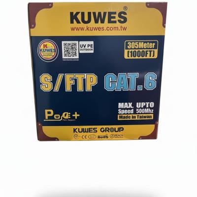 Kuwes S/FTP CAT.6 Solid 4 Pair LAN Outdoor PE Black Cable 305 Meter –  24AWG