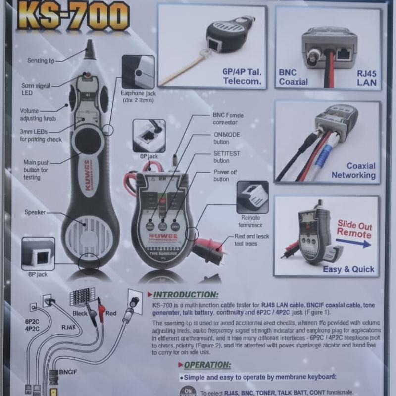 KUWES  3-in-1 Professional Tracer / Toner / Cable Tester KS-700