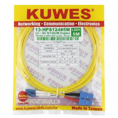 KUWES 5 MTR LC–SC 9/125μm Duplex SM Fiber Patch Cord LSZH