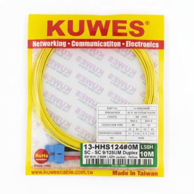 KUWES 10 MTR SC–SC 9/125μm Duplex SM Fiber Patch Cord LSZH