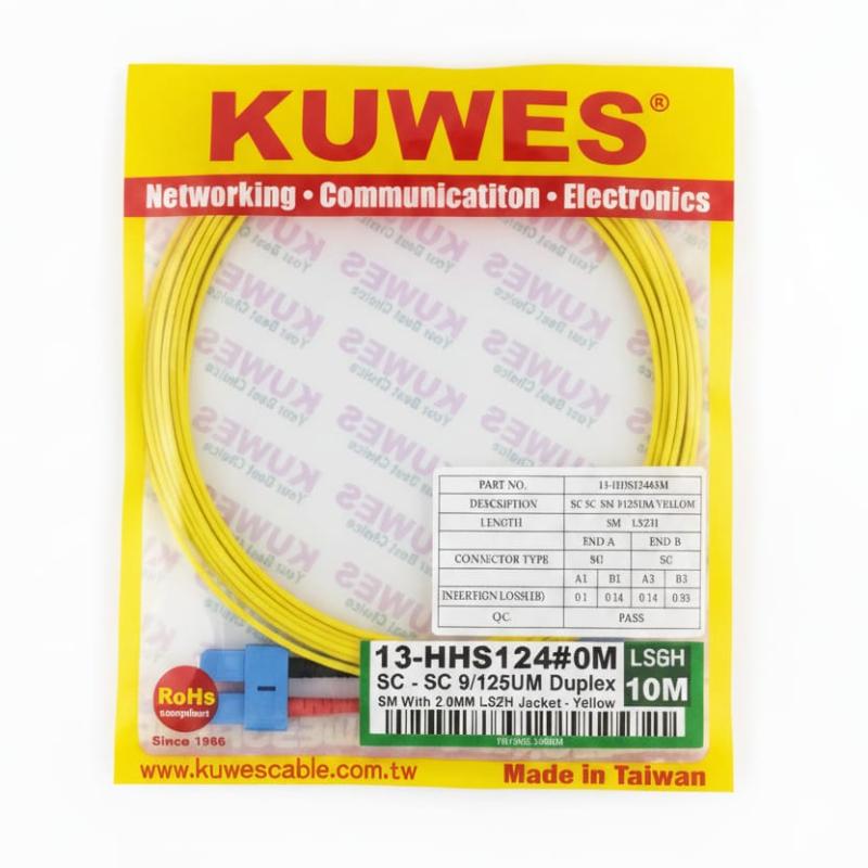 KUWES 10 MTR SC–SC 9/125μm Duplex SM Fiber Patch Cord LSZH