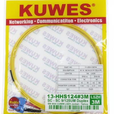 KUWES 3 MTR SC–SC 9/125μm Duplex SM Fiber Patch Cord LSZH