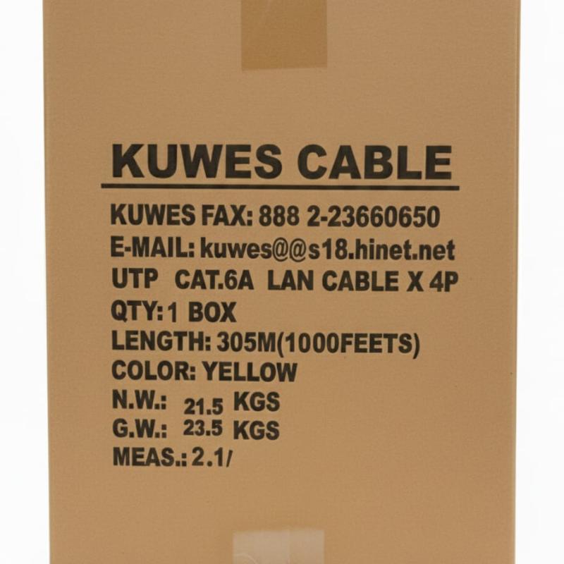 KUWES UTP CAT6A 305 MTR 23AWG YELLOW